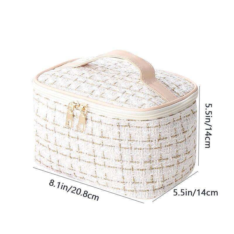 Large Capacity Travel Toiletry New Plaid Portable Small Fragrance Go out Makeup Bag Y260206