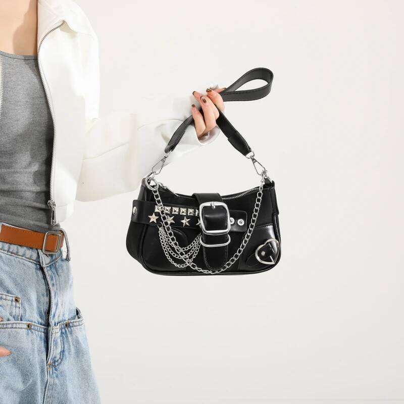 Casual PU Leather Handbags Shoulder High Quality Ladies Rivet Small Saddle Crossbody Bags for Women New Messenger Bag Y260205