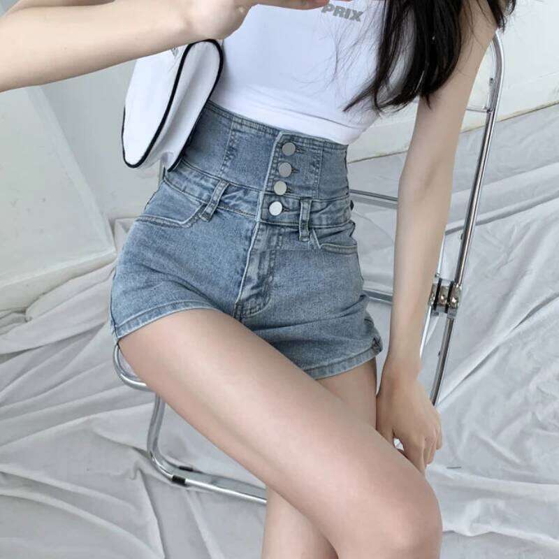 Bandage Shorts Women Denim High Waist Casual Summer Korean Style Skinny Students Simple All-match Fashion Popular Elegant Chic XJ260206