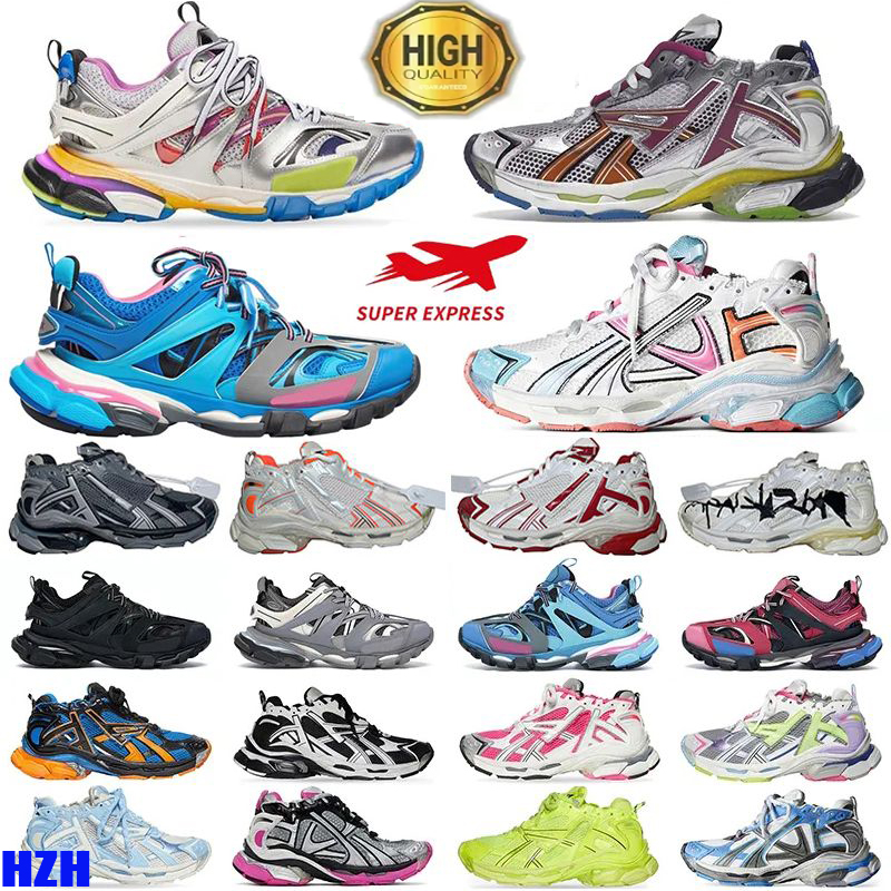 Designer Runner 7.0 7.5 Casual Shoes Track 3.0 Sneaker Paris Triple White Black Pink Grey Beige Gomma Leather Men Women Nylon Printed outdoor Trainers