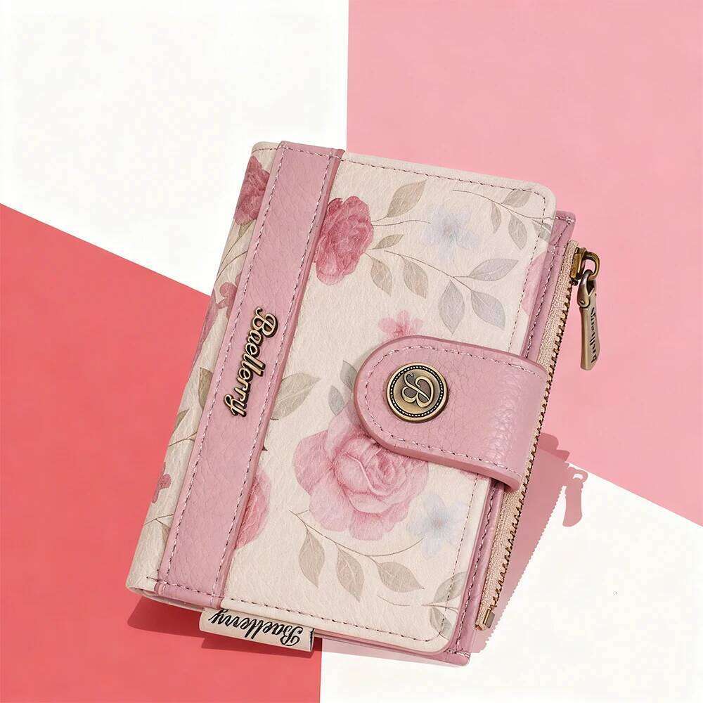 Baellerry New Floral Print Women Short Wallets High Quality Cute Photo Holder Brand Female Coin Purses Card Clips Y260206