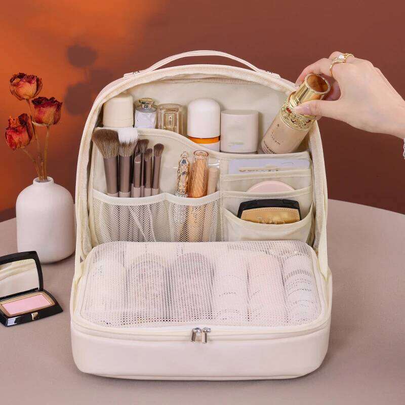 Tote Pu Fashion Women Travel Large Capacity Organizer Cosmetic Toiletry Pouch Detachable Double Layer Makeup Bag Y260206