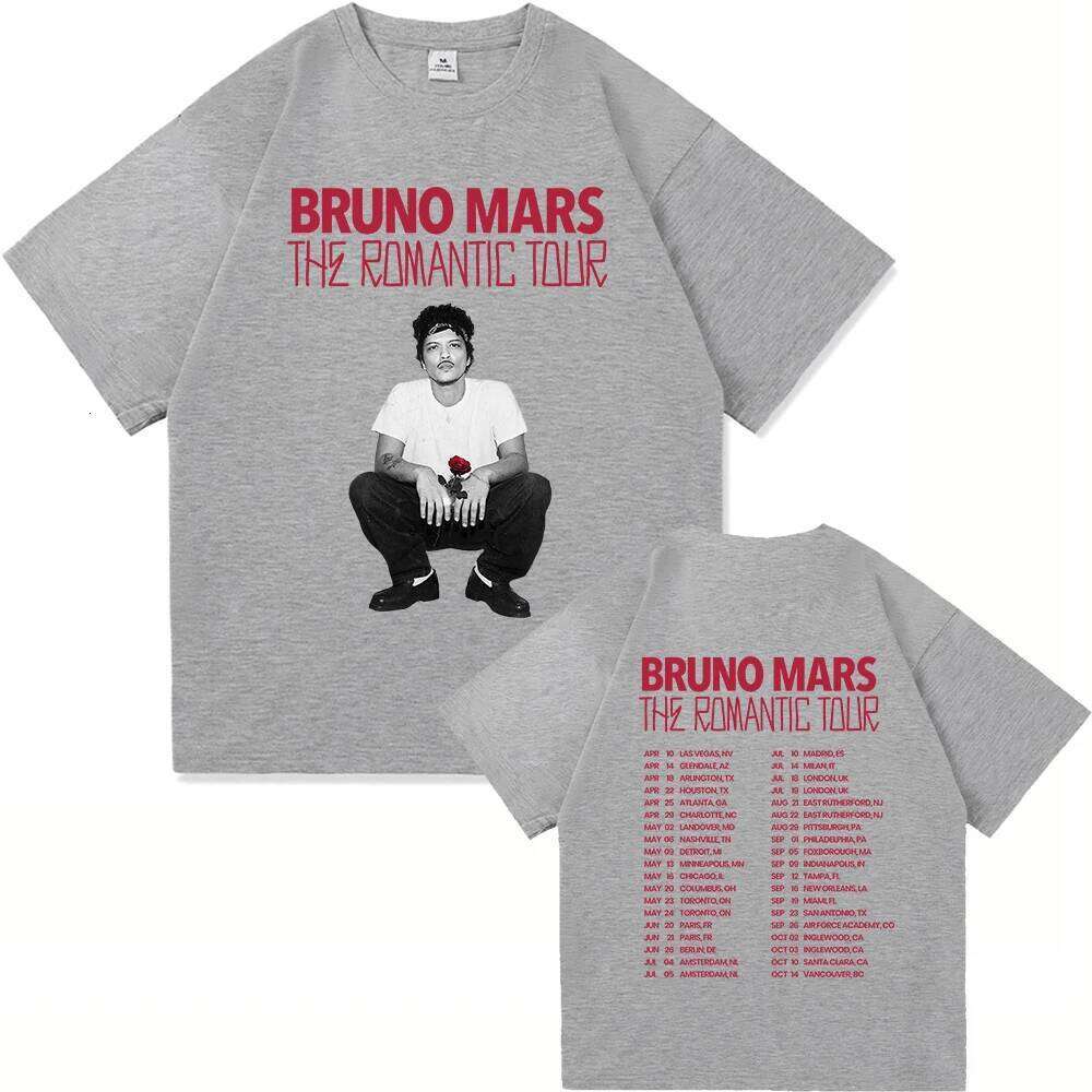Album T Shirt Bruno Mars The Romantic Tour 2026 Men/women Clothing Vintage Harajuku High Quality Cotton Tshirts X260207