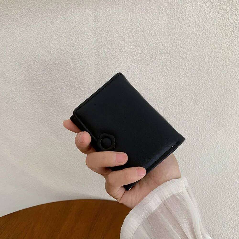 Simple Pu Leather Flower Short Multi-card Coin Tri-Fold Wallet Bank Card Bag Change Folding Purse Outdoor Y260206