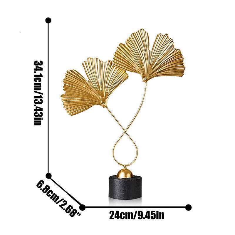 Creative Ginkgo Leaf Home Crafts Wrought Iron Desktop Artwork Decorative Statue Sculptures Housewarming Gift S260204 361