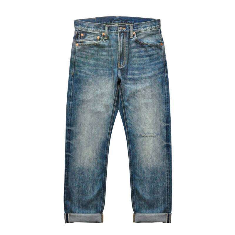 Sauce Zhan 308XX-SX01 Selvedge Denim Distressed Wash Jeans for Men Straight Fit and Slightly Slim 14.8 Oz X260207