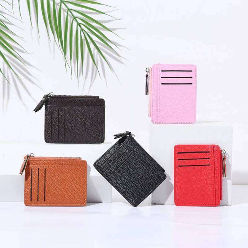 Fashion Mini ID Holders Bags Men/Women Business Credit Holder PU Leather Slim Bank Card Case Organizer Wallet Zipper Y260206