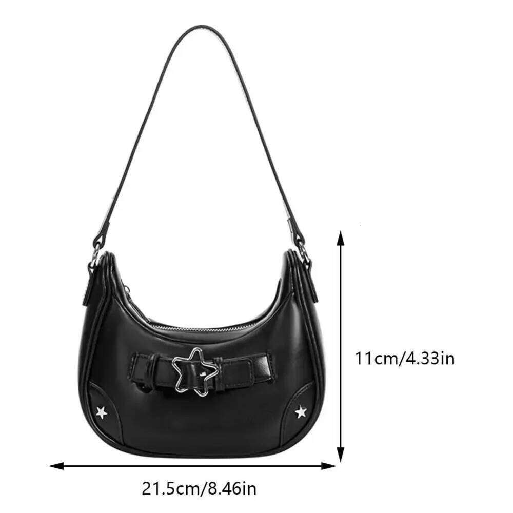 Women's Fashion PU Small Shoulder Y2K Star Armpit Purse American Retro Black Chic Hobo Bag High Quality Designer New Handbag Y260205