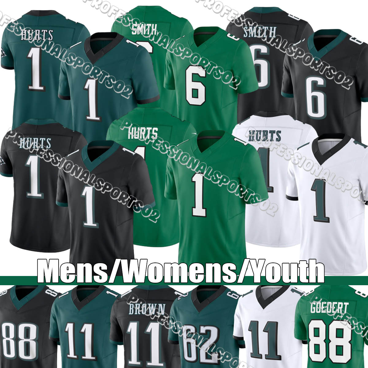 Philadelphiacity eaglesjersey eagleses Jersey #26 Barkley #6 Smith #11 Brown #62 Kelce #33 DeJean Saquon Barkley DeVonta Smith A.J. Brown Jason Kelce Football Jerseys