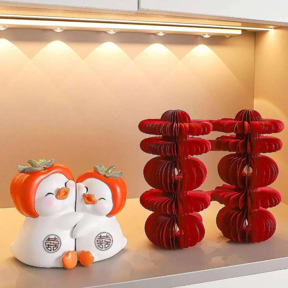 Resin Cartoon Couple Ducks Figurine Valentine's Day Gift Desktop Decoration for S260204