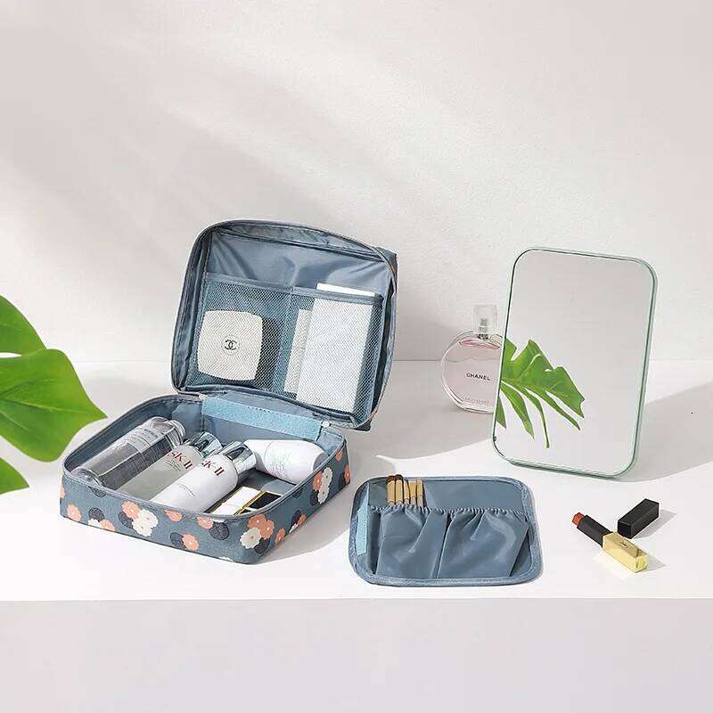 Large Capacity Cosmetic for Women Travel Toiletry Bag Waterproof Makeup Organizer with Opening Design Beauty Storage Case Y260206