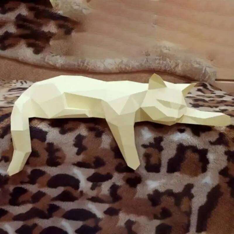 Black White Statue - Geometric Modern Room Figurine Sculpture For Home Office As Table Shelf Desk Decor Lying Cat S260204 d41