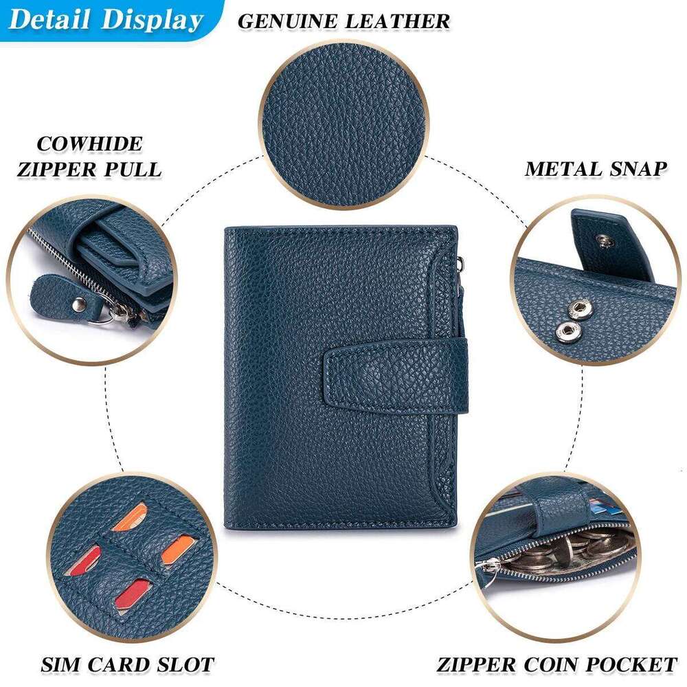 Women's Fashion Genuine Leather RFID Wallet Bifold Large Capacity Secure Zipper Coin Pocket 4 ID Window Compact Y260206