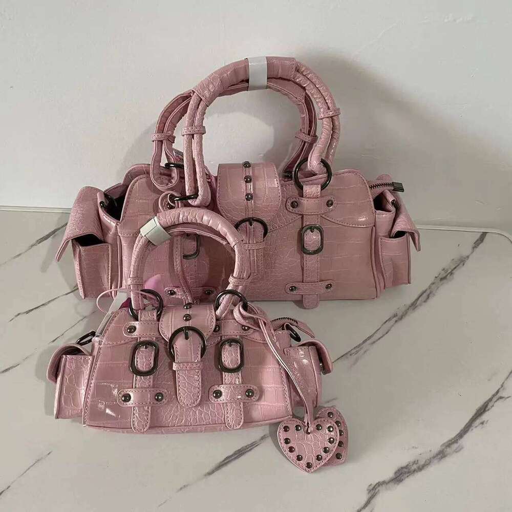 JIAERDI Vintage Pink Messenger Women Y2k Grunge Rivet Handle Crocodile Luxury Designer Female Fairycore Aesthetic Bag Y260205