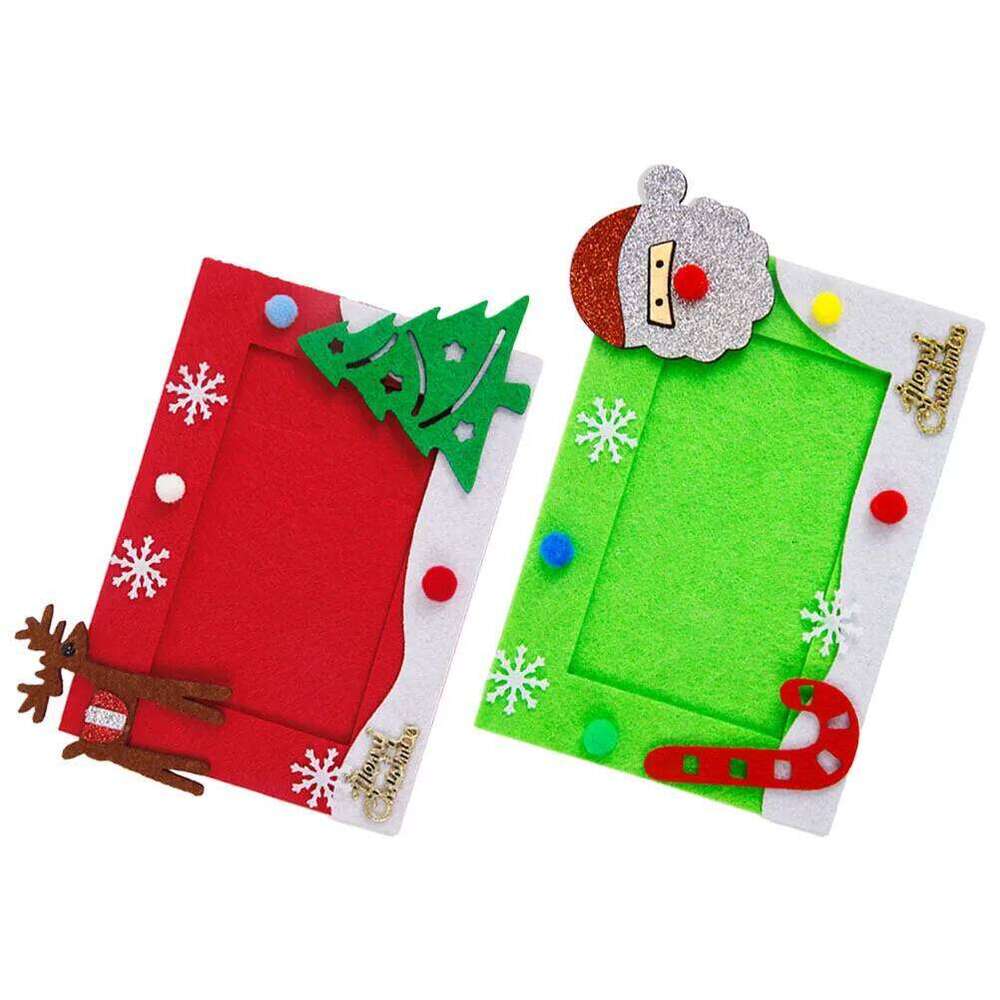 2pcs Christmas Photo Felt Xmas Picture Frame For Home Decor Diy Craft Projects Decorative Memory Ornament Display Wall Art S260205