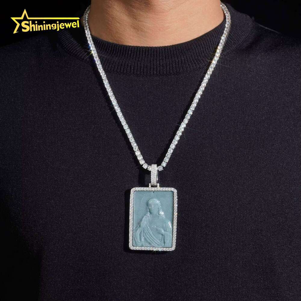 New Arrival Plated Jade Hip Hop Jewelry Iced Out 925 Silver VVS D Moissanite Diamond Pendant