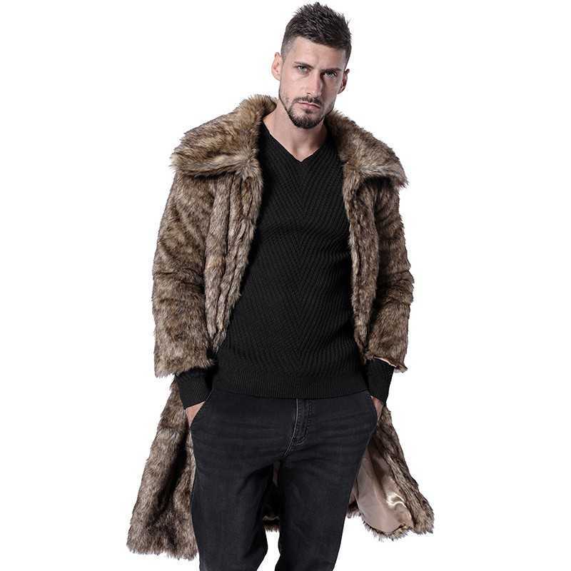 2024 Winter Warm Coat Mens Casual Fashion Fur Jacket Long Thickened Fur Plus Size Trench Coat Mens Clothing L260207