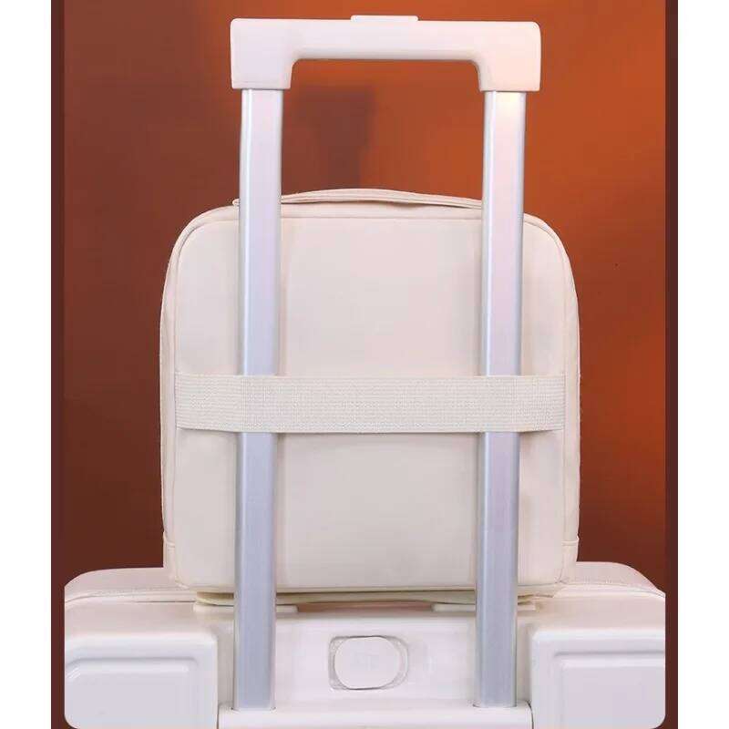 Portable Waterproof Cosmetic Bag Women Stylish Cream Color Makeup Case with Zipper, Transparent Mesh Compartment for Travel Y260206