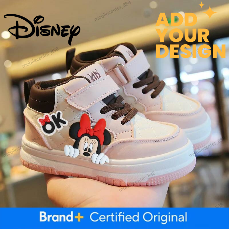 Mickey Mouse Leather Face Kid Board Shoes Baby Fashion Spring Autumn Disney Girl Casual Shoes Non-Slip Soft-Soled Toddler Shoes