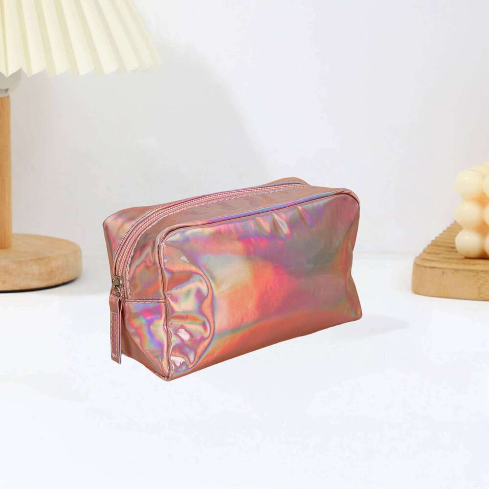 Fashionable laser waterproof PU makeup Large capacity square colorful wash Multi functional storage bagcosmetic bag Y260206