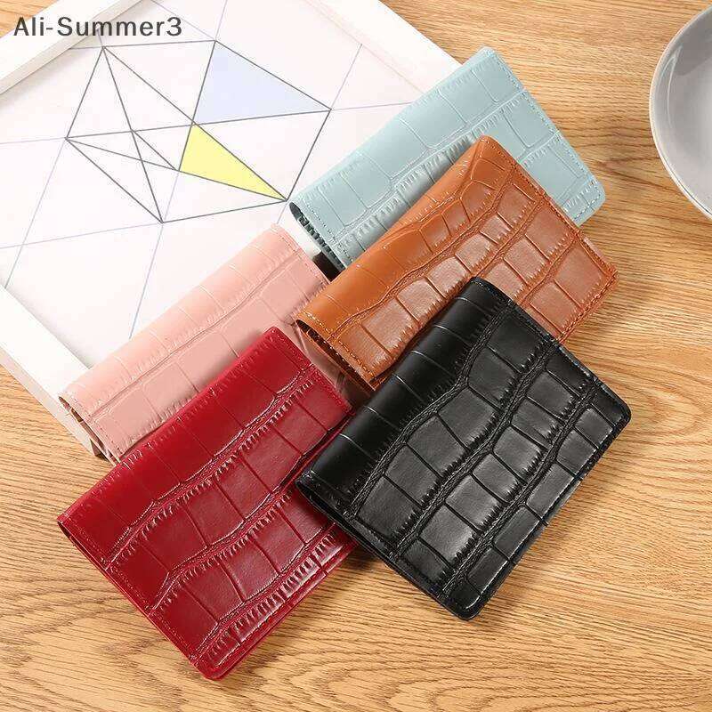 Short Women Faux Leather Multi Card Slots Holder Coin Purse Bag Portable Solid Color Mini Wallet Y260206