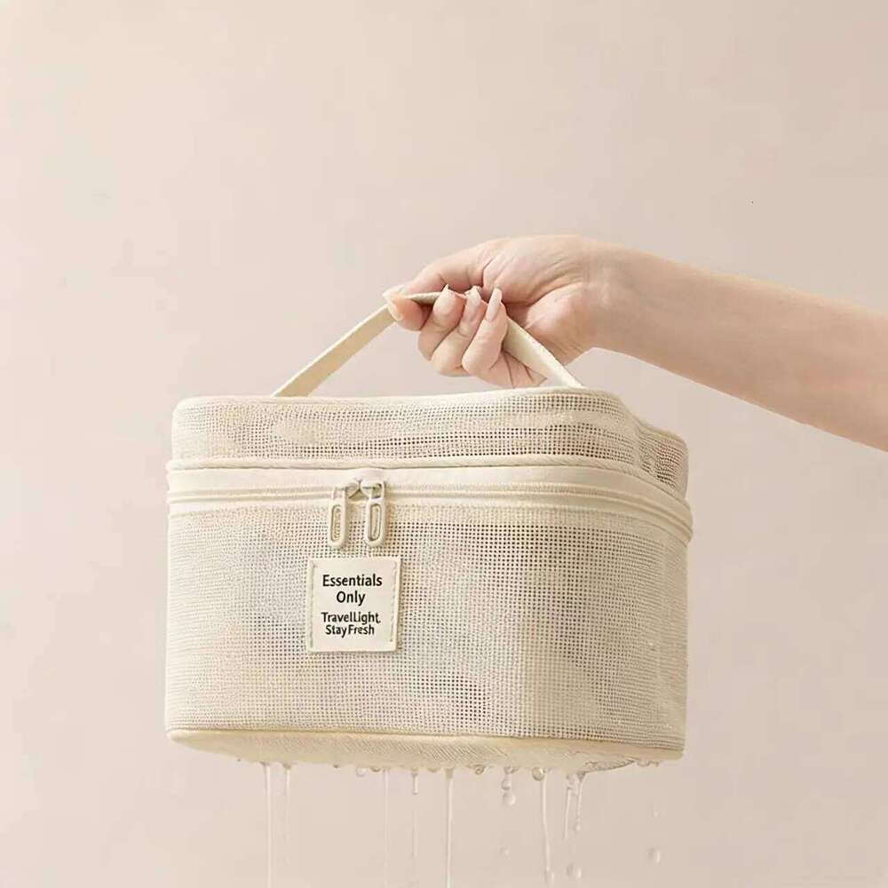 Travel Mesh Wash Storage Bag Makeup Organizer Cosmetics Make Up Skincare Box Plastic Container Handbag For Women Men Bathroom Y260206