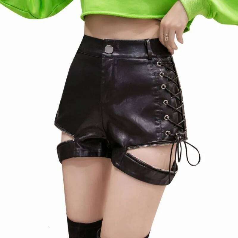 Y2k Women's Clothing Summer Leather Shorts Outerwear A-line High Waist Hot Girl Fashion Leggings Women XJ260206