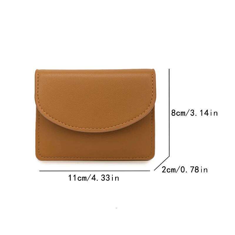 Ladies Small Brown PU Leather Wallet Envelope Clutch Purse with Flip Cover Fashion Minimalist Card Holder Gift for Her Y260206