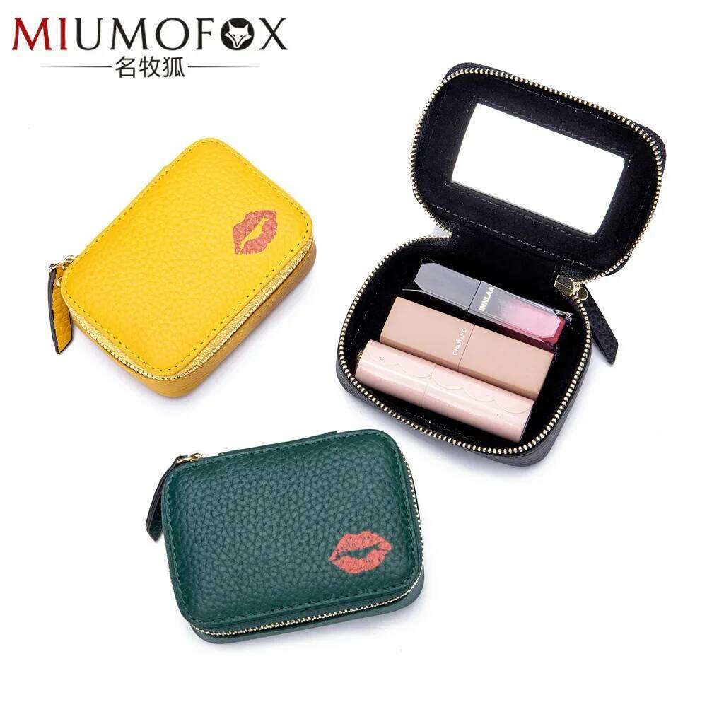 Mini Portable Cosmetic Leather Storage Bag New Envelope Small Lipstick Case Mirror Y260206