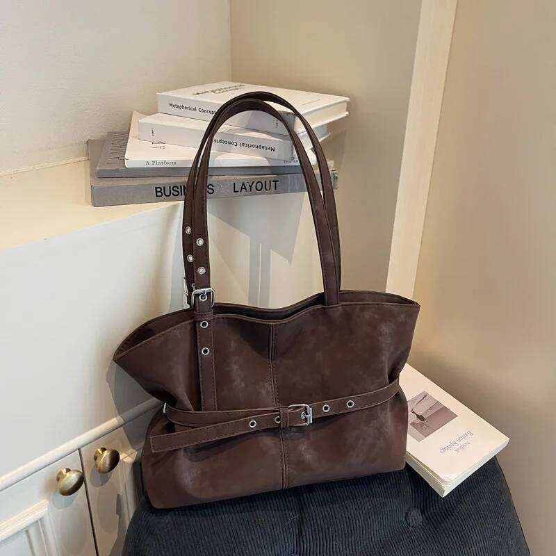 Fashion Brand Tote Niche Buckle-designed Bucket Solid-color Versatile Commuter High-quality Suede Women Bag Z260207
