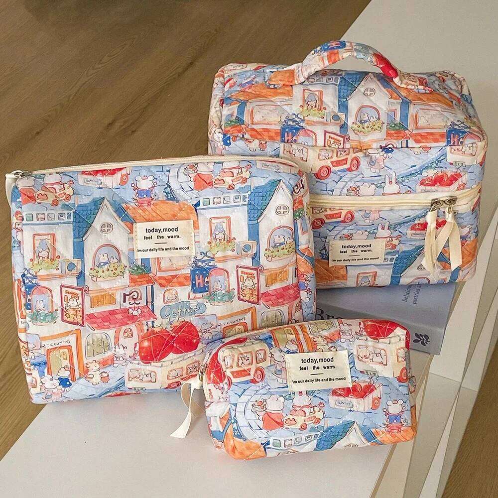 Cartoon Makeup Quilted Women Portable Tote Lipstick Cosmetic Storage Handbag Vintage Organizer for Cosmetics Female Bag Y260206