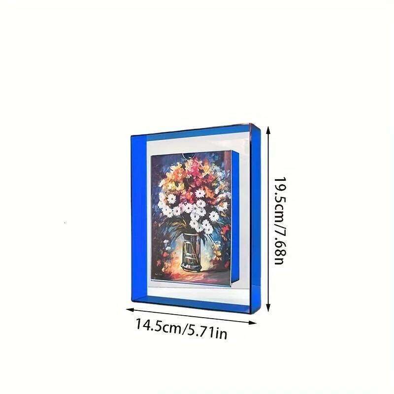 5 Inch Colorful Acrylic Photo Frame Box, DIY Poster Mounting Display Stand, Creative Picture Message Board Holder S260205