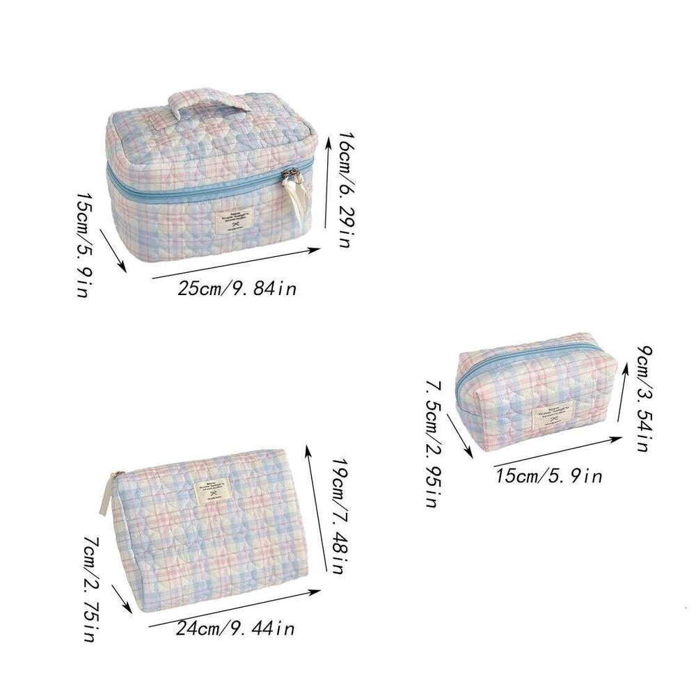 Cute Heart Women Quilting Makeup Large Capacity Travel Toiletry Cosmetic Storage Pouch Handbag Ladies Lipsticks Small Bag Y260206