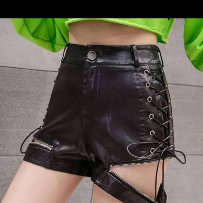Y2k Women's Clothing Summer Leather Shorts Outerwear A-line High Waist Hot Girl Fashion Leggings Women XJ260206