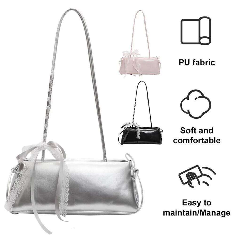 Women Leather with Bow Tie Shoulder Tote Handbag Purse Trendy Underarm Bag for Daily Use Y260205