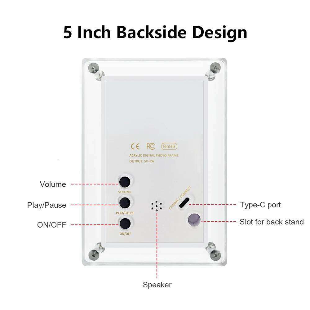 Acrylic Photo 5 and 7 Inch IPS Screen 4GB Memory Rechargeable Battery Auto Rotate Portable Digital Picture Frame S260205