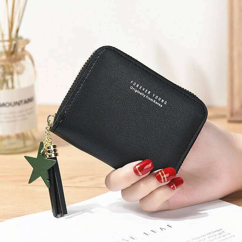 Women Small card Ladies Mini Tassel Cute Girl Short Zipper Lovely Pu Leather Coin Female Hand Wallet Purse Y260206