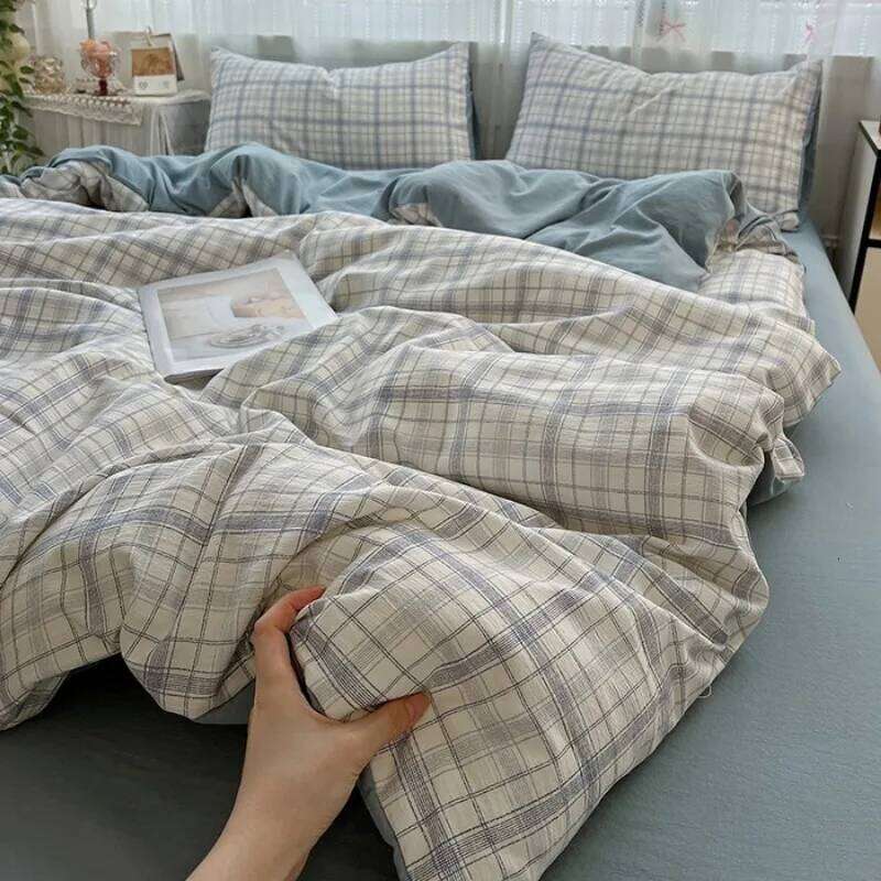 2025 new class A high gram weight linen raw hemp four-piece jacquard quilt cover bed sheet student dormitory three-piece set XJ260206