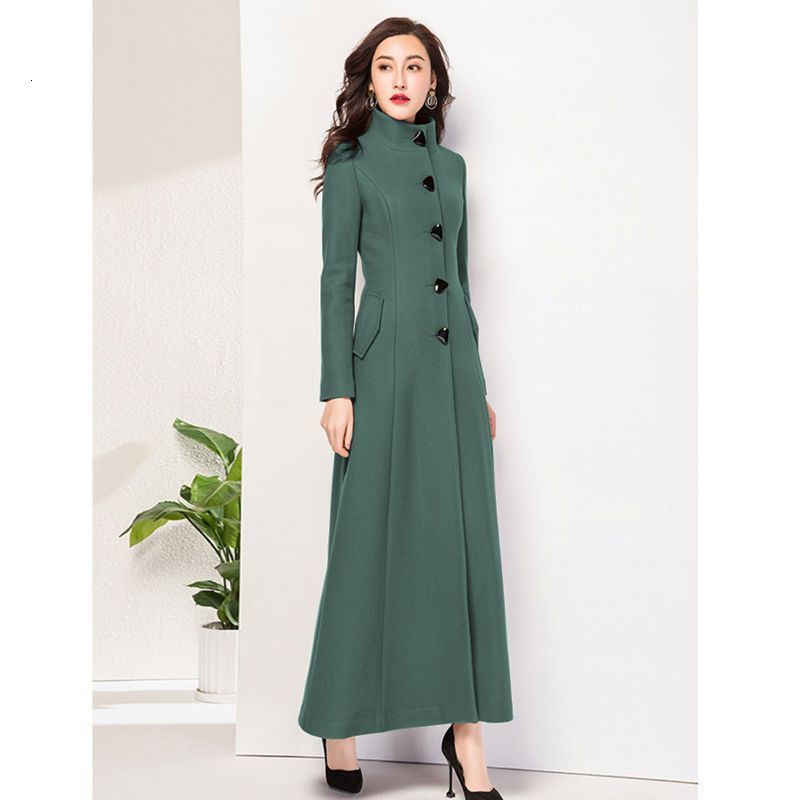 autumn and winter slimfit standcollar woolen coat for women long style slimming thickened elegant woolen overcoat 241104