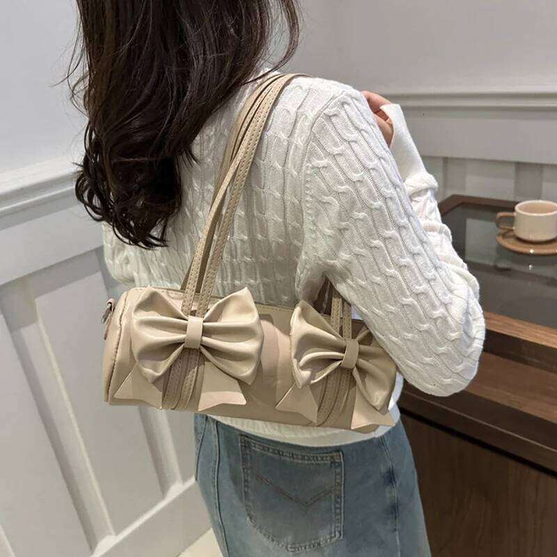 Bow Crossbody Women Fashionable Adjustable Strap Small Handbag with Zipper for Work Travel Shoulder Bag Y260205