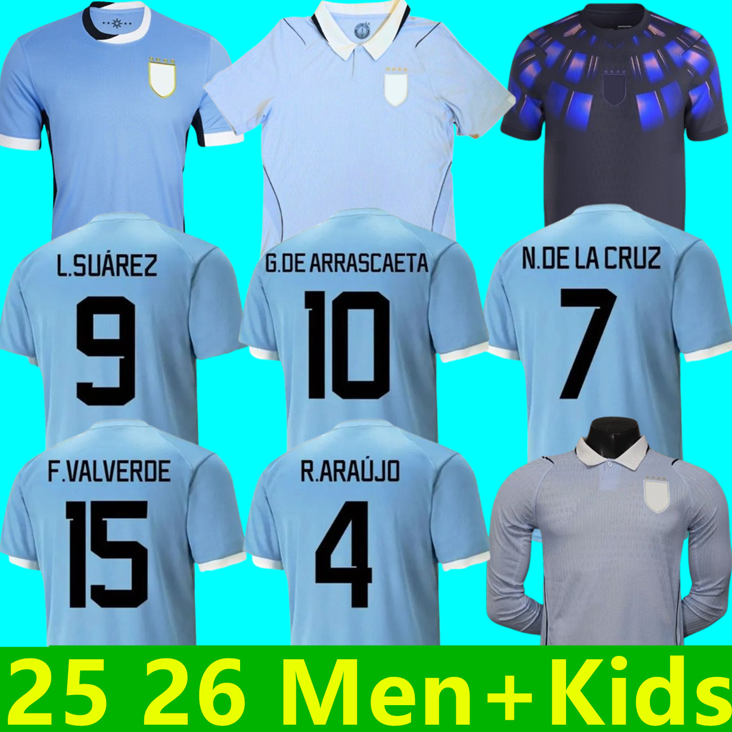 25 26 Uruguay Soccer Jersey world cup 2026 L.SUAREZ E.CAVANI N.DE LA CRUZ national team G.DE ARRASCAETA F.VALVERDE R.ARAUJO R.BENTANCUR 2025 2026 Football Shirt kit Uniform