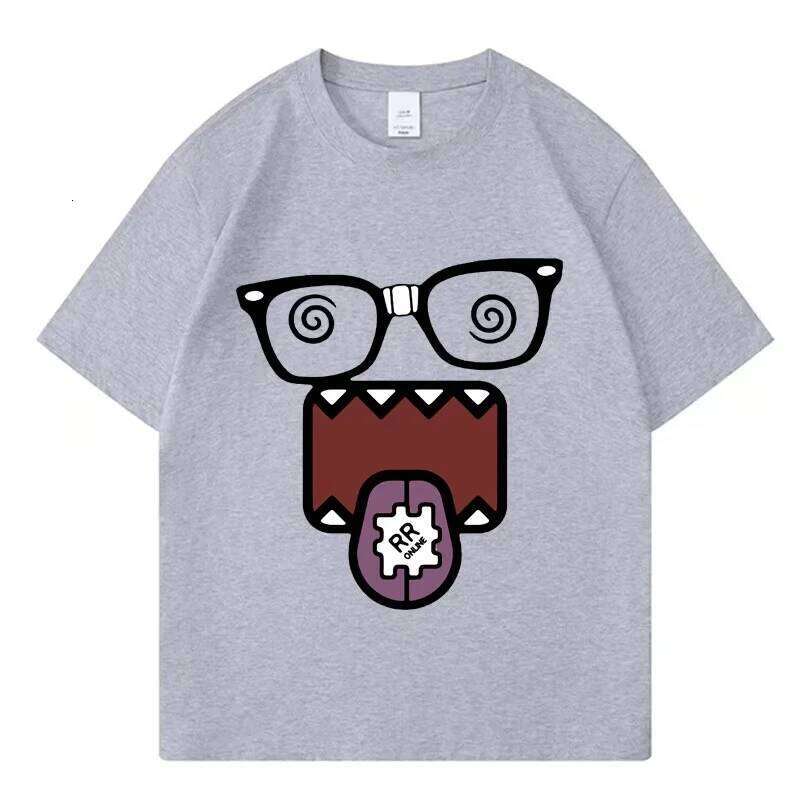 Men's and Women's Classic Cotton Casual Short Sleeved Oversized Top Street Wear Domo Kun Funny Meme T-shirt Harajuku X260207