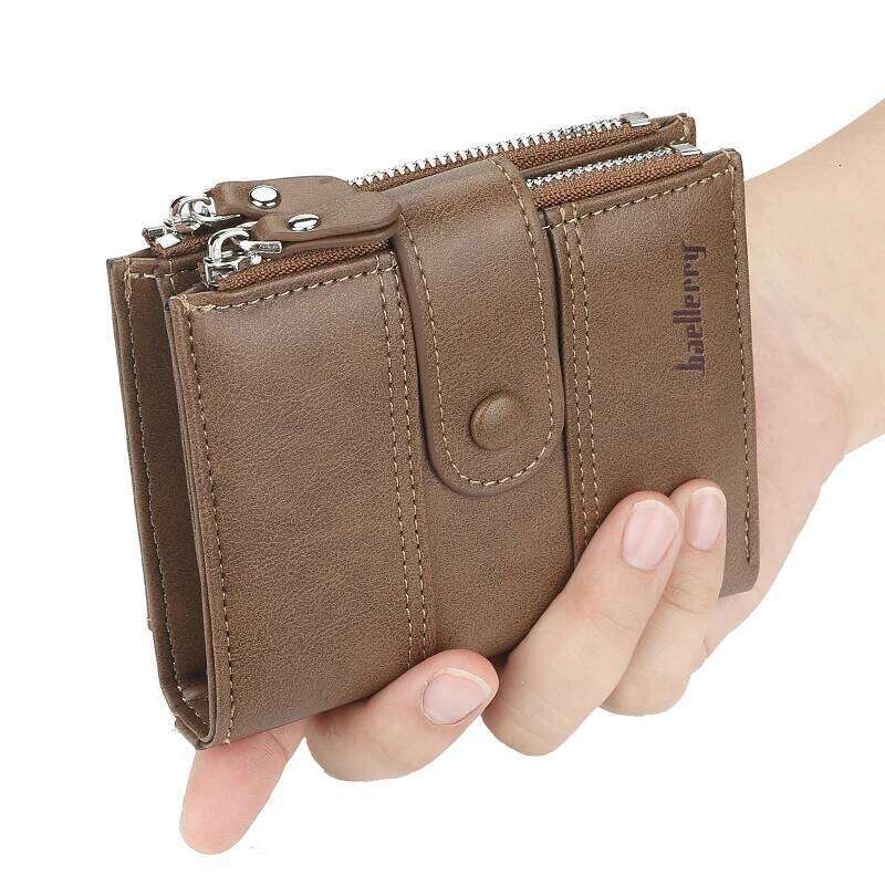 New Wallets Fashion Short Desigh Zipper Card Holder Men Leather Solid Coin Pocket High Quality Male Purse Y260206