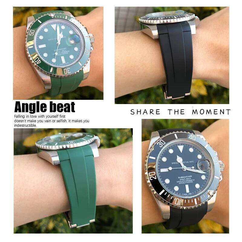 Curved End Rubber Watchband 18mm 19mm 20mm 21mm 22mm for Rolex Submariner GMT Daytona Datejust Explorer 2 Silicone Watch Strap Z260207