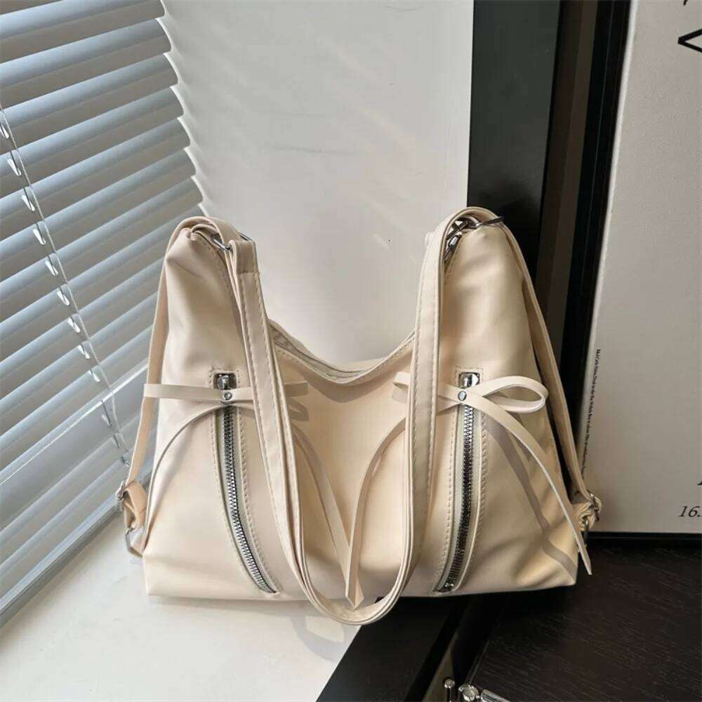 Message Silver Bowknot Shoulder Korean New Style Large Capacity Tote Elegant Ins Bow Crossbody Bag Streetwear Y260205