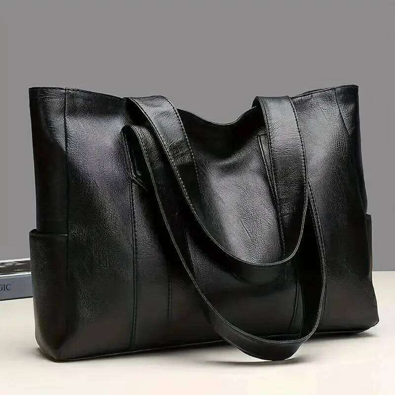 New in Vintage Large Capacity Tote Bag Simple and Stylish Generous Retro Vegan Shoulder Bag, Women's Casual Handbag for Commute Z260207 - view 3