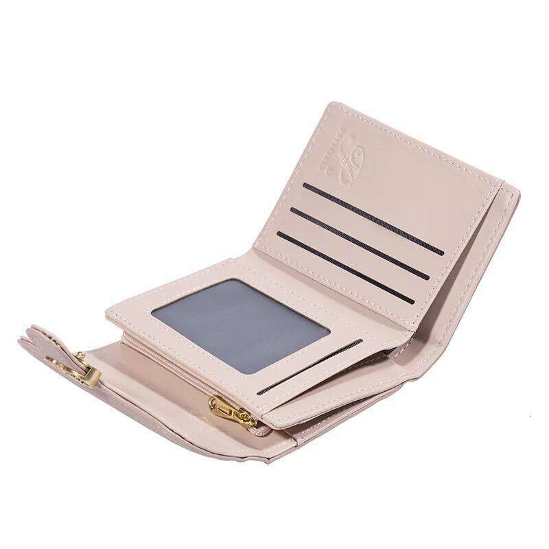 Short wallet high quality PU solid color buckle folding multi-functional simple fashion all-match multiple card slots certificat Y260206