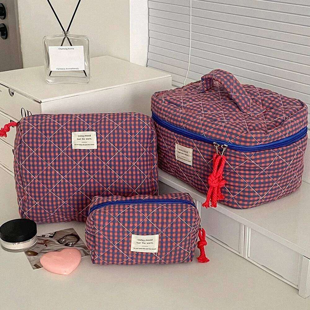3 Set Pink Cake Women Cosmetic Quilted Portable Travel Organizer Toiletry Makeup Storage Pouch Handbag Ladies Zipper Bag Y260206