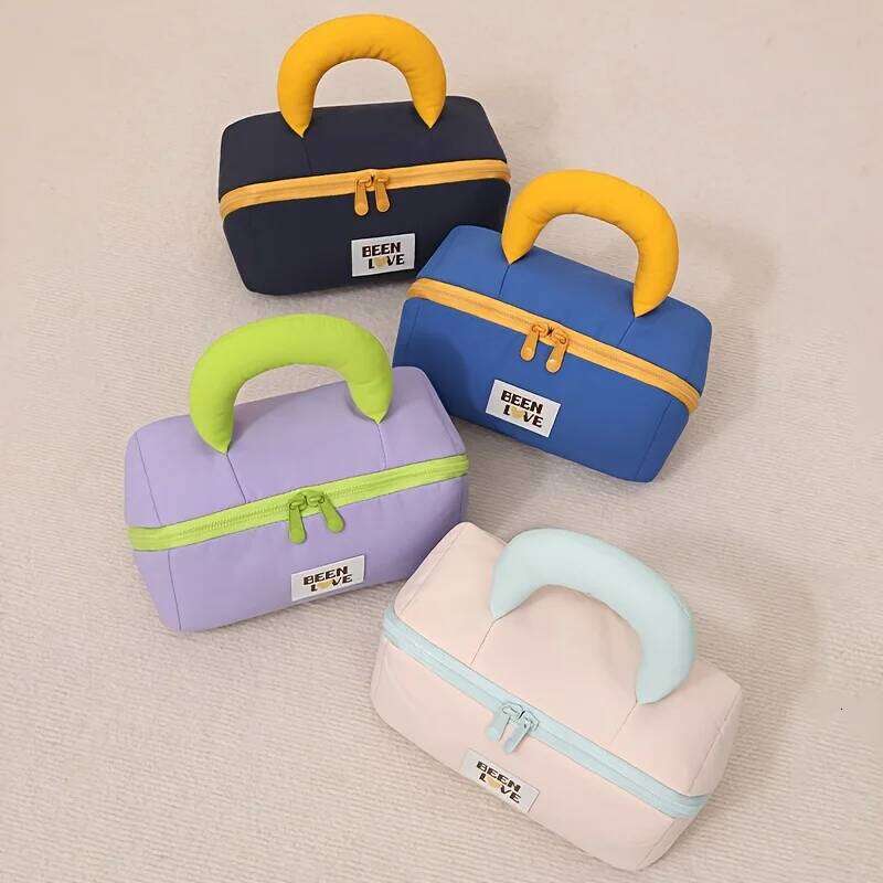1pc Travel Portable Makeup Organizer Bag Large-capacity Cosmetic Storage Handbag with Zipper Toiletries Bags Y260206