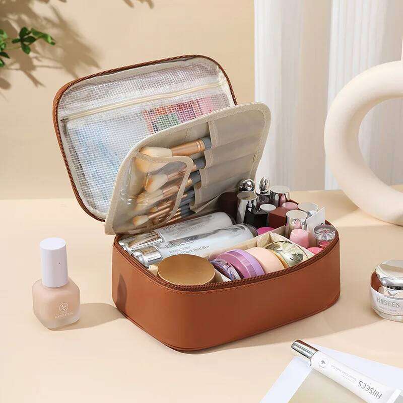 Large Capacity Makeup Double Layer Cosmetics Organizer Travel Essentials Women's Cosmetic Bag Y260206